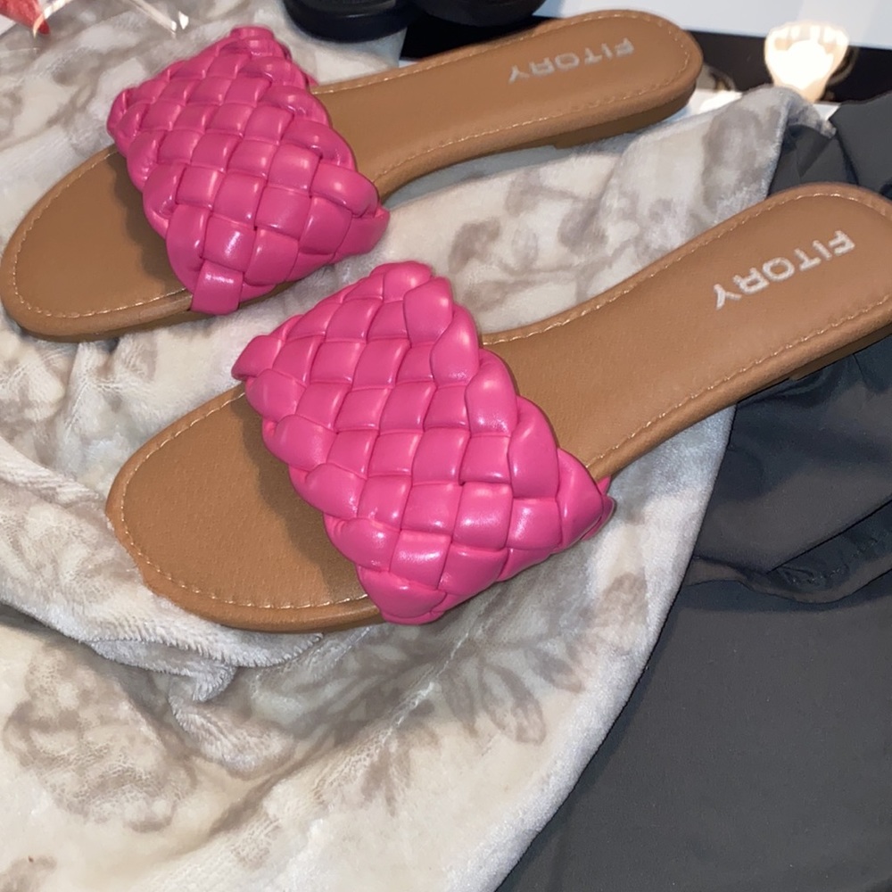 New! Pink braided flats!
